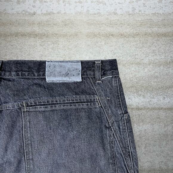 Vintage Skater Wide Leg Jean Shorts MFG Girbaud Dark Grey Wash Baggy Denim Y2K - Picture 3 of 6